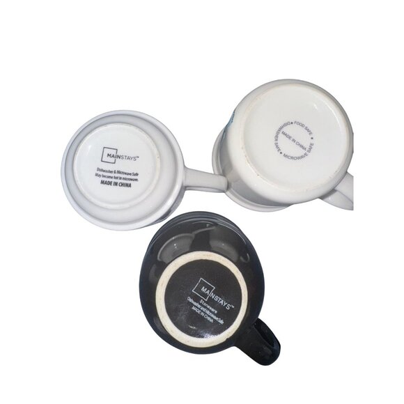 Mainstays 7 Unbranded Mug Set Of 3 Black & White - Picture 2 of 15